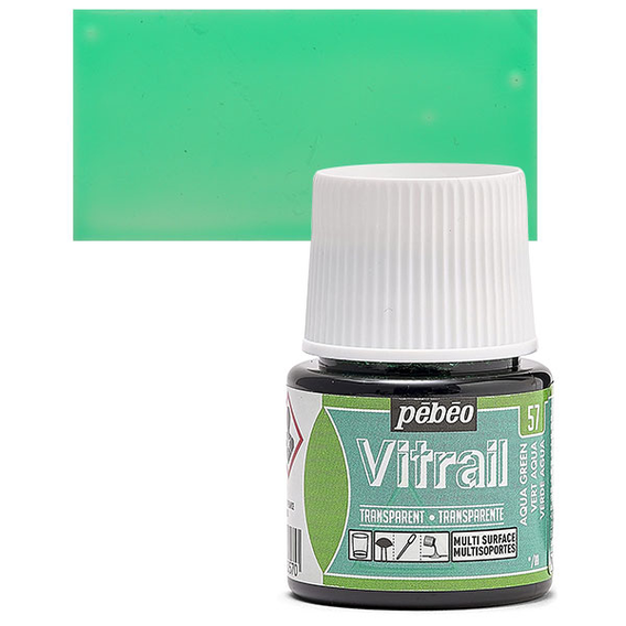 64506 ΣΜΑΛΤΟ (ENAMEL) VITRAIL Aqua Green 45ml TRANSPARENT PEBEO - Image 1