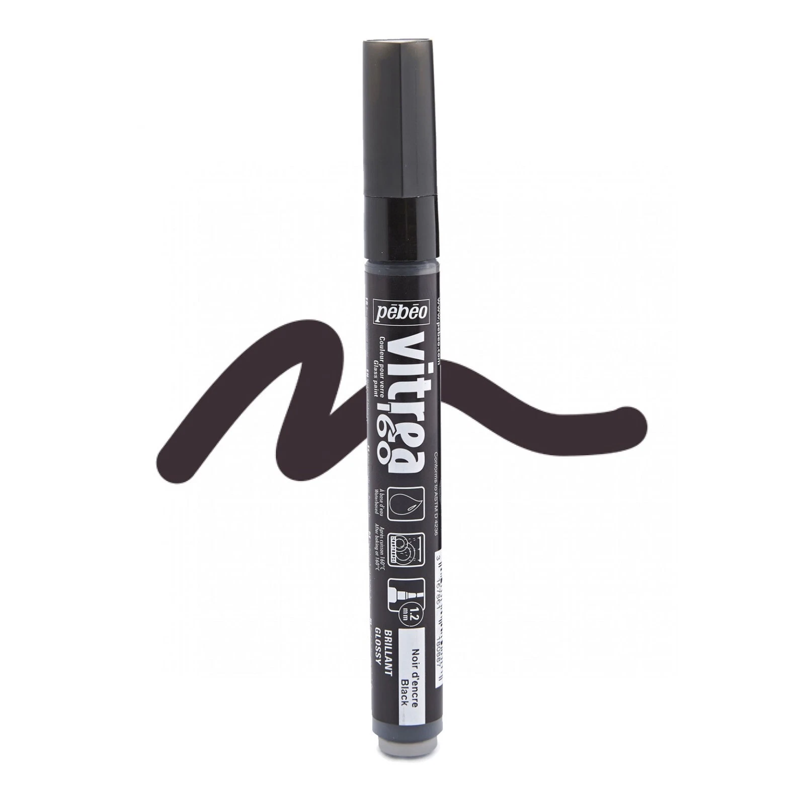 69769 ΜΑΡΚΑΔΟΡΟΣ ΓΥΑΛΙΟΥ ΜΕ ΒΑΣΗ ΤΟ ΝΕΡΟ Glossy Ink Black 1,2mm VITREA - Image 1