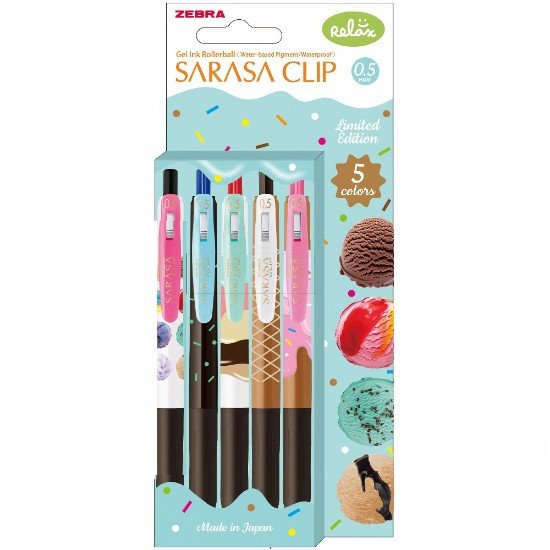 71074 ΣΤΥΛΟ GEL SARASA CLIP ICE CREAM 0.5 ZEBRA ΣΕΤ 5 ΧΡΩΜΑΤΑ - Image 1