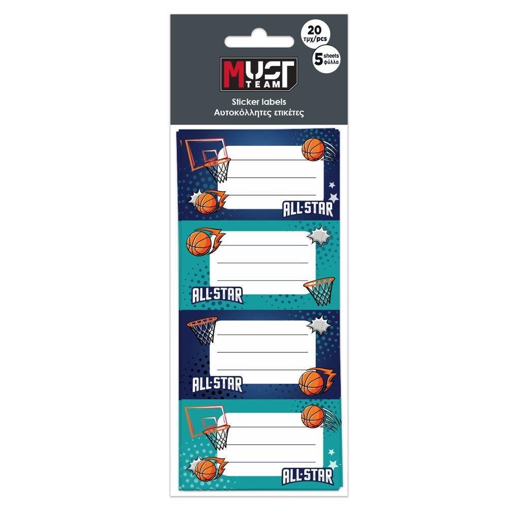 71152 ΕΤΙΚΕΤΕΣ ΑΥΤΟΚΟΛΛΗΤΕΣ "BASKETBALL" 20 ΤΕΜΑΧΙΑ ΣΕ 5 ΦΥΛΛΑ - Image 1
