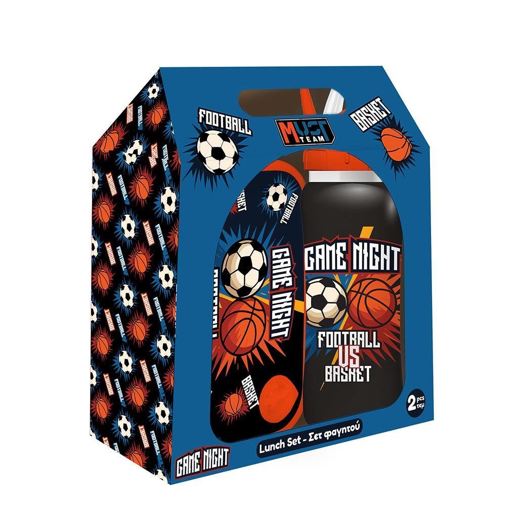 71165 ΣΕΤ ΦΑΓΗΤΟΥ "FOOTBALL VS BASKETBALL" ΦΑΓΗΤΟΔΟΧΕΙΟ PP 800ml-ΠΑΓΟΥΡΙ ΑΝΟΞΕΙΔΩΤΟ 500ml - Image 1