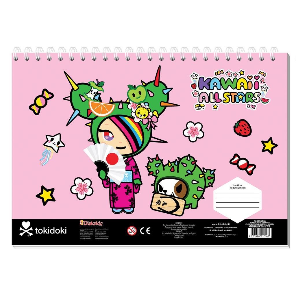71248 ΜΠΛΟΚ ΖΩΓΡΑΦΙΚΗΣ “TOKIDOKI” 23x33cm 40 ΦΥΛΛΑ ΑΥΤΟΚΟΛΛΗΤΑ-ΣΤΕΝΣΙΛ- 2ΣΕΛ ΧΡΩΜ/ΣΜΟΥ ΣΕ 2 ΣΧΕΔΙΑ - Image 1