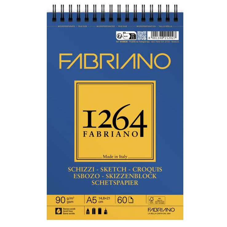71265 ΜΠΛΟΚ ΣΧΕΔΙΟΥ ΣΠΙΡΑΛ FABRIANO 1264 Α5 90g/m² 60 ΦΥΛΛΑ - Image 1