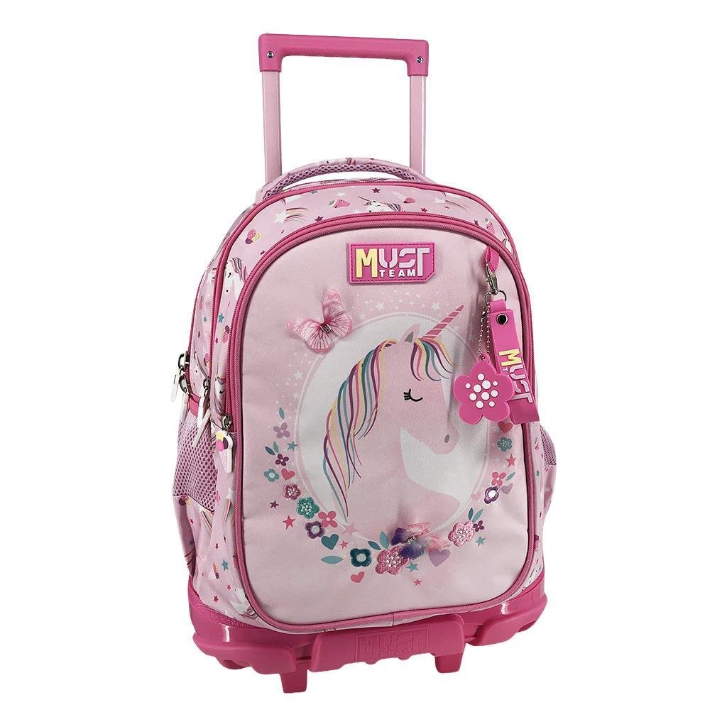 71295 ΤΣΑΝΤΑ ΤΡΟΛΕΪ ΔΗΜΟΤΙΚΟΥ "PINK UNICORN" 3 ΘΗΚΕΣ MUST TEAM - Image 1