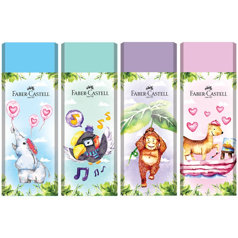 63613 ΓΟΜΑ HAPPY JUNGLE ΣΕ 4 ΠΑΣΤΕΛ ΧΡΩΜΑΤΑ FABER CASTELL (ΣΥΣΚ-20ΤΕΜ) - Image 1