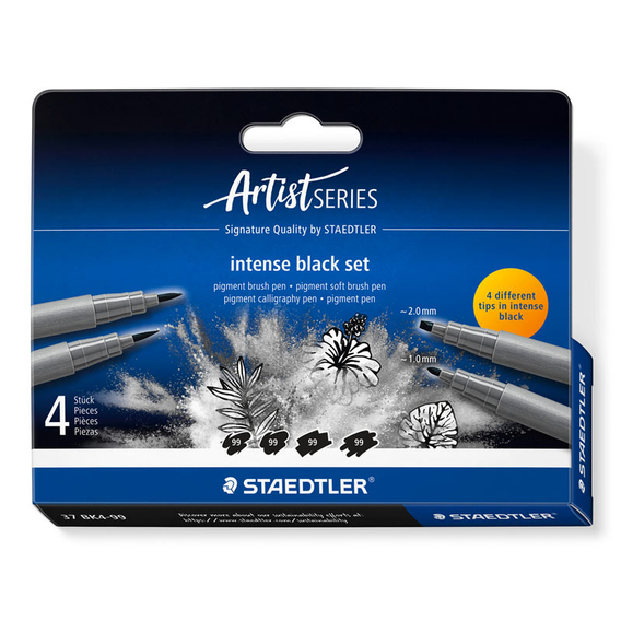 71344 ΜΑΡΚΑΔΟΡΟΙ PIGMENT ARTS PENS, ΣΕΤ 4ΤΕΜ INTENSE BLACK STAEDTLER - Image 1
