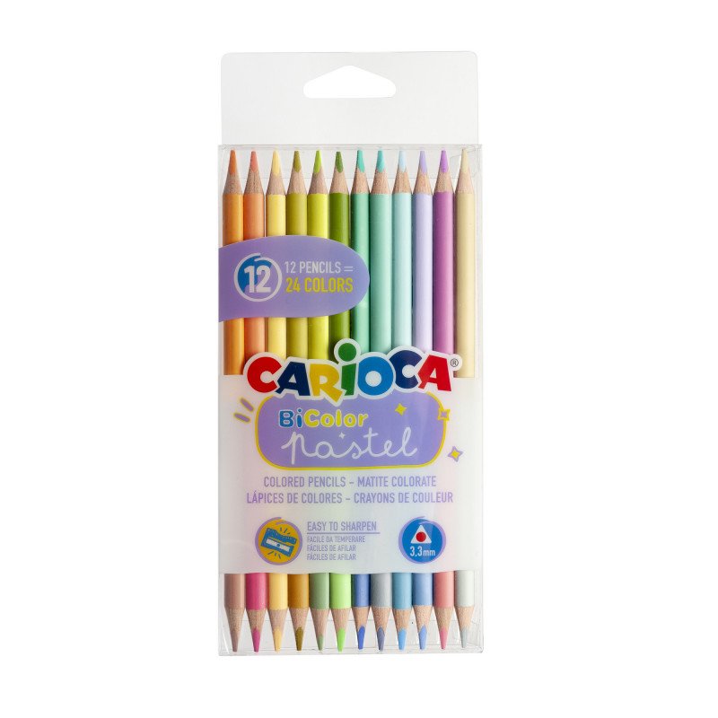71618 ΣΕΤ ΞΥΛΟΜΠΟΓΙΕΣ ΔΙΠΛΕΣ BICOLOR PASTEL 3.3mm 24 ΧΡΩΜΑΤΩΝ (ΣΥΣΚ-12ΤΕΜ) - Image 1